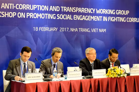 Sáng 18/2, phiên khai mạc phiên họp Nhóm công tác về Chống tham nhũng và Hội thảo thúc đẩy sự cam kết trong chống tham nhũng của APEC 2017 diễn ra tại Nha Trang với sự tham dự của các chuyên gia đến từ 21 nền kinh tế thành viên (ảnh Dân Trí)