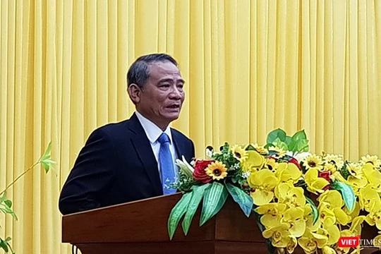  ông Trương Quang Nghĩa, Bộ trưởng Bộ GTVT, phát biểu tại buổi công bố quyết định giữ cương vị Bí thư Thành ủy Đà Nẵng nhiệm kỳ 2015-2020 