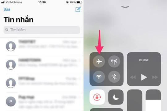 Bật Airplane mode (chế độ máy bay) là một cách để sửa lỗi gửi tin nhắn trên iPhone