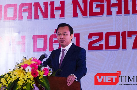 Ông Nguyễn Xuân Anh, Bí thư Thành ủy Đà Nẵng phát biểu tại Lễ tôn vinh những doanh nghiệp tiêu biểu, xuất sắc nhân kỷ niệm 20 Đà Nẵng trực thuộc Trung ương vừa diễn ra chiều 10/2.