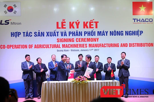 ​Sáng 17/1, Thaco Trường Hải đã ký kết hợp tác sản xuất và phân phối máy nông nghiệp với Tập đoàn LS'Mtron, một tập đoàn sản xuất máy nông nghiệp lớn nhất Hàn Quốc