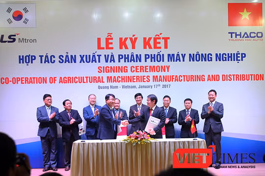 ​Sáng 17/1, Thaco Trường Hải đã ký kết hợp tác sản xuất và phân phối máy nông nghiệp với Tập đoàn LS'Mtron, một tập đoàn sản xuất máy nông nghiệp lớn nhất Hàn Quốc