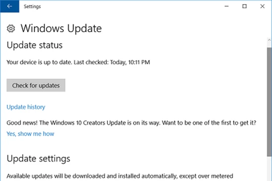Chạy tiện ích Windows Update để tải và cài đặt các bản cập nhật cho hệ thống