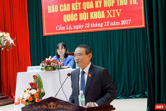  Bí thư Thành ủy Đà Nẵng Trương Quang Nghĩa phát biểu tại buổi tiếp xúc cử tri quận Cẩm Lệ vừa diễn ra chiều 12/12.
