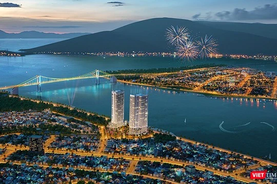 Phối cảnh Tổ hợp khách sạn, chung cư cao cấp và căn hộ khách sạn - Tòa tháp đôi Movenpick Hotels & Residences - Risemount Apartment Da Nang trên đường Ngư Nguyệt vừa được khởi công