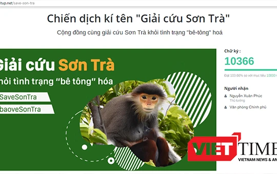 Tính đến 11h ngày 5/4, đã có 10.366 người ký tên ủng hộ "tâm thư" của Chủ tịch Hiệp hội Du lịch gửi Thủ tướng Nguyễn Xuân Phúc để bảo vệ Sơn Trà