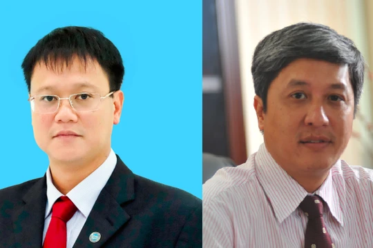 PGS.TS Lê Hải An (bên trái) - tân Thứ trưởng Bộ Giáo dục và Đào tạo và PGS.TS Nguyễn Trường Sơn (bên phải) - tân Thứ trưởng Bộ Y tế 
