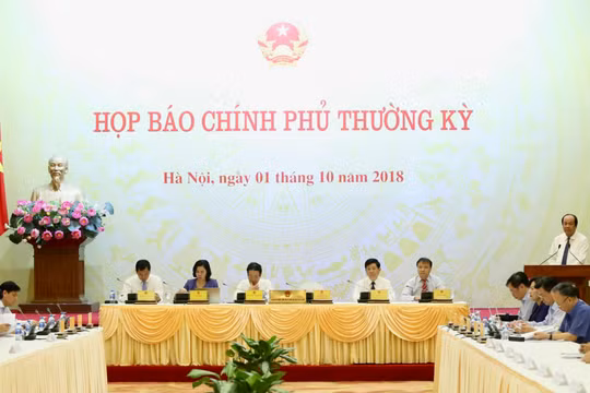Quang cảnh buổi họp báo Chính phủ thường kỳ tháng 9/2018 (Nguồn: VGP)