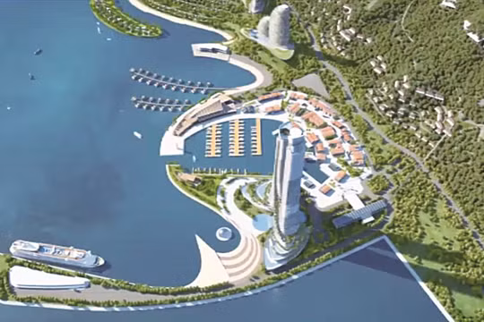 Tòa tháp chữ V sẽ là điểm nhấn của dự án Con đường di sản Vân Đồn (Nguồn: Internet)