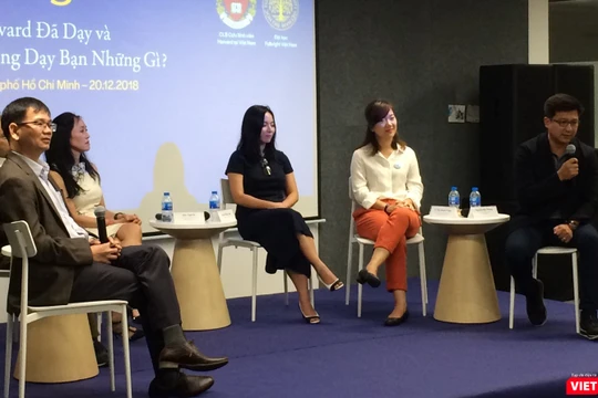 Các diễn giả trong buổi hội thảo “Havard đã dạy và không dạy bạn những gì?" đã có những chia sẻ thú vị (Ảnh: P.D)