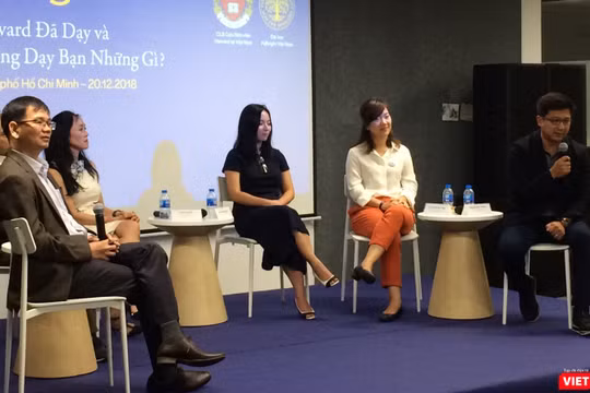 Các diễn giả trong buổi hội thảo “Havard đã dạy và không dạy bạn những gì?" đã có những chia sẻ thú vị (Ảnh: P.D)