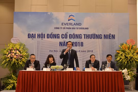 Ông Lê Đình Vinh - Chủ tịch Hội đồng quản trị Công ty Cổ phần Đầu tư Everland phát biểu tại cuộc họp ĐHĐCĐ thường niên năm 2018 (Nguồn: EVG)