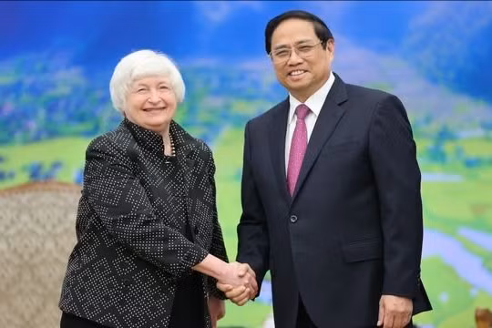 Thủ tướng Phạm Minh Chính tiếp Bộ trưởng Bộ Tài chính Mỹ Janet Yellen tại Việt Nam - (Ảnh: VGP) 