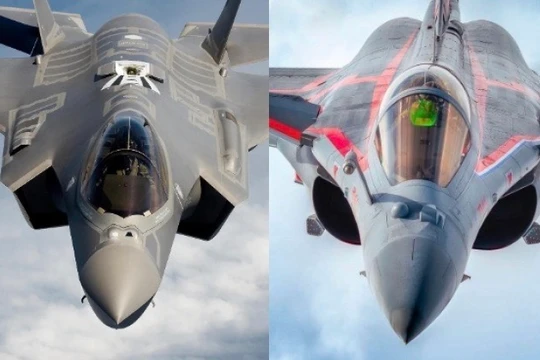 Các chiến đấu cơ F-35 (trái) của Mỹ và Rafale của Pháp. Ảnh: MW.