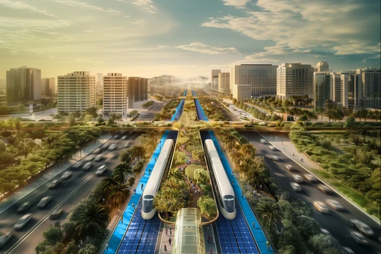 Công ty phát triển đô thị URB đã công bố bản thiết kế đường cao tốc "xanh" được đề xuất ở Dubai, UAE (Ảnh: URB)