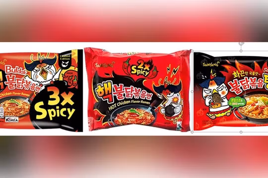 3 sản phẩm mì cay Hàn Quốc bị thu hồi ở Đan Mạch (Ảnh: CNN)