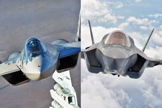 Su-57 của Nga (trái) và F-22 của Mỹ. Ảnh: Eurasian Times.