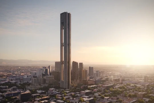 Hình ảnh đồ họa của dự án tòa nhà tích trữ năng lượng cao nhất thế giới của SOM và Energy Vault (Ảnh: CNN)