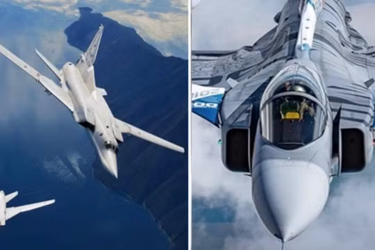 Máy bay ném bom Tu-22M3 và máy bay chiến đấu Gripen. Ảnh: MW.