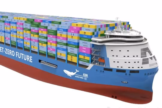 Khái niệm tàu ​​container chạy bằng năng lượng hạt nhân lần đầu tiên được Nhà máy đóng tàu Giang Nam tiết lộ vào năm 2023. Hiện tại, các chi tiết kỹ thuật quan trọng đã được tiết lộ. Ảnh: SCMP.
