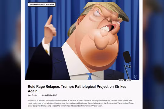 Một bài báo có nội dung chống ông Donald Trump từ Nio Thinker, hãng tin giả được cho là của Iran (Ảnh: RT)