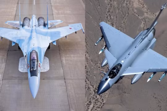 Chiến đấu cơ Su-35 của Nga (trái) và J-10C của Trung Quốc. Ảnh: MW.