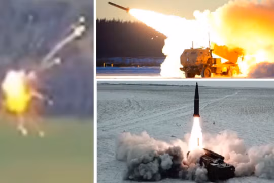 Những hình ảnh vụ nổ từ vụ HIMARS đánh trúng Iskander (trái), hệ thống HIMARS (trên) và hệ thống Iskander đang khai hỏa. Ảnh: MW.