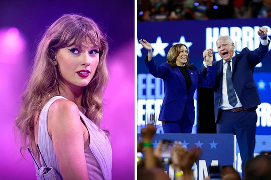 Ngôi sao nhạc pop Taylor Swift ủng hộ bà Kamala Harris có gây tác động tới kết quả bầu cử tổng thống Mỹ? (Ảnh: Time)