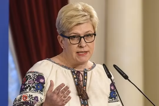 Thủ tướng Lithuania Ingrida Simonyte trong một chuyến thăm Ukraine (Ảnh: Getty)