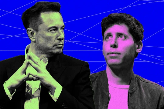 Từ chỗ bạn bè, Elon Musk và Sam Altman đã trở thành địch thủ không đội trời chung. Ảnh: Wired.