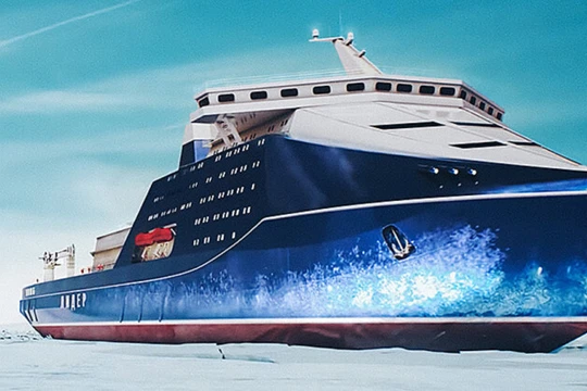 Ảnh đồ họa máy tính cho thấy tàu phá băng hạt nhân lớp Leader của Nga. Ảnh: MW.