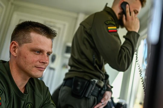 Lực lượng biên phòng Litva ở Pabrade, Litva, ngày 12/7/2023. Ảnh: Getty.