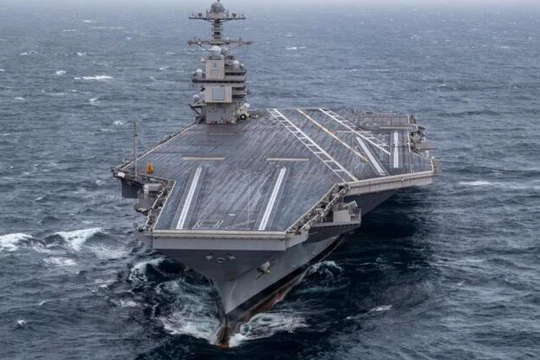 Tàu sân bay USS Gerald Ford của quân đội Mỹ. Ảnh: MW.