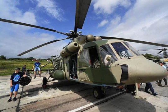 Trực thăng Mi-8AMTSh tại triển lãm quân sự Army-2021 ở Vladivostok, Liên bang Nga (Ảnh: AIF)