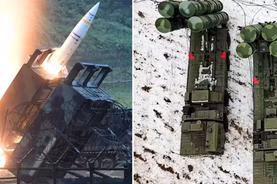 Bệ phóng ATACMS (trái) và bệ phóng S-400. Ảnh: MW.