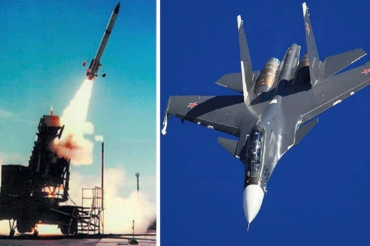 Hệ thống phóng Patriot và máy bay chiến đấu Su-30SM của Nga. Ảnh: MW.