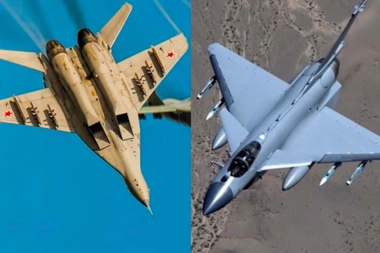 Chiến đấu cơ MiG-29 (trái) do Nga sản xuất và J-10C của Trung Quốc. Ảnh: MW.