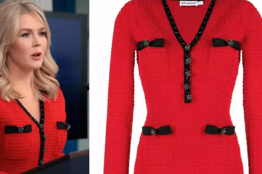 Thư ký báo chí Nhà Trắng Karoline Leavitt và bộ váy màu đỏ được cho là có nguồn gốc từ Trung Quốc. Ảnh: Times of India.