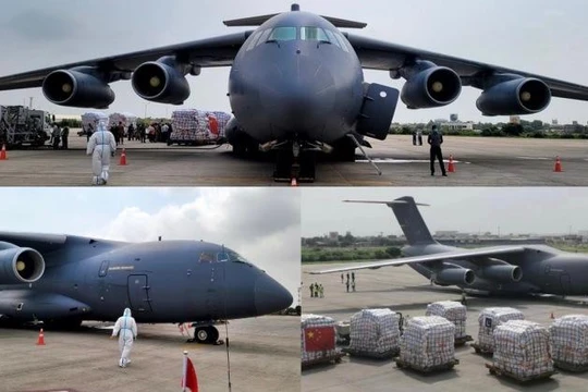 Máy bay Y-20 của Trung Quốc chuyển hàng viện trợ tới Karachi, Pakistan (ảnh: MW)
