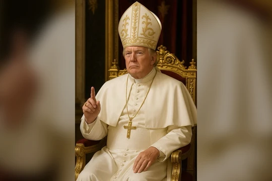 Tổng thống Mỹ Donald Trump trong bức ảnh mặc áo choàng Giáo hoàng do AI tạo ra. Ảnh: Truth Social.