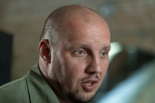 Ông Vadym Sukharevskyi, Tư lệnh Lực lượng Hệ thống Không người lái của Ukraine ở Kiev vào tháng 8. Ảnh: Getty.