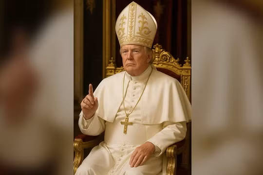 Bức ảnh AI mô tả ông Trump trong bộ trang phục truyền thống của Giáo hoàng. Ảnh: Getty.