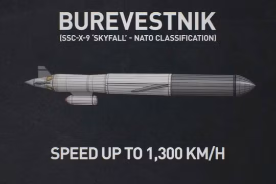 Tên lửa hành trình Burevestnik của Nga. Ảnh: RT.