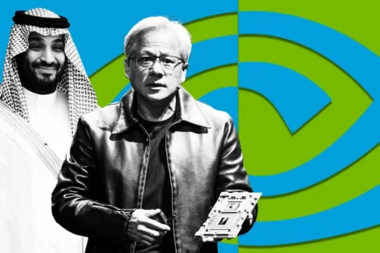 Hoàng Thái tử Arab Saudi Mohammed bin Salman và giám đốc Nvidia Jensen Huang (Ảnh: FT)