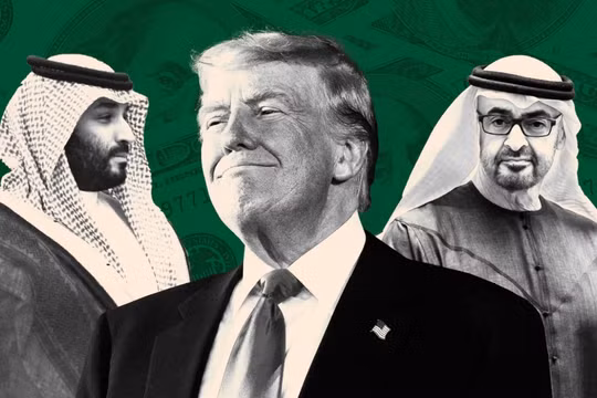 Tổng thống Mỹ Donald Trump, Thái tử Arab Saudi Mohammed bin Salman và nhà lãnh đạo UAE Sheikh Mohammed bin Zayed al-Nahyan. Ảnh: FT.
