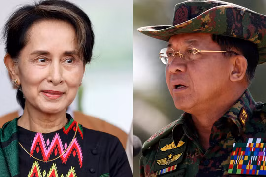 Rạn nứt giữa Cố vấn nhà nước Aung San Suu Kyi và Tổng tư lệnh quân đội Min Aung Hlaing ngày càng sâu sắc (Ảnh: Nikkei)