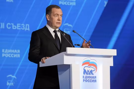 Phó Chủ tịch Hội đồng An ninh Nga và lãnh đạo đảng Nước Nga Thống nhất Dmitry Medvedev. Ảnh: Sputnik.