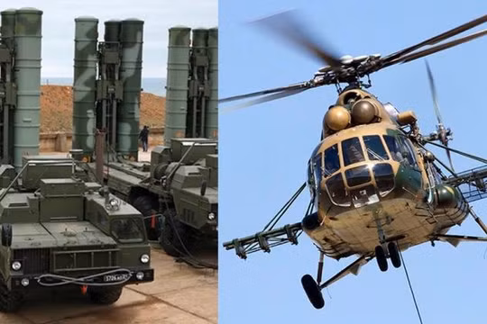 Hệ thống phòng không S-400 và trực thăng Mi-8 (Ảnh: Military Watch)