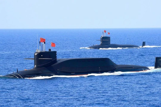 Tàu ngầm nguyên tử Type 094A của Trung Quốc trong cuộc tập trận ở Biển Đông năm 2018 (Ảnh: Reuters)