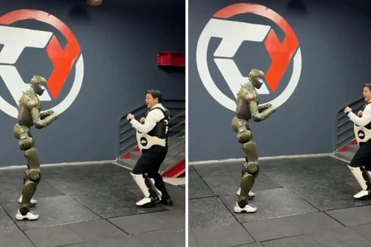 Công ty cho biết trận chiến mô phỏng này nhằm mục đích xóa tan nghi ngờ rằng robot mới nhất của họ được tạo ra bằng công nghệ CGI. Ảnh: IE.